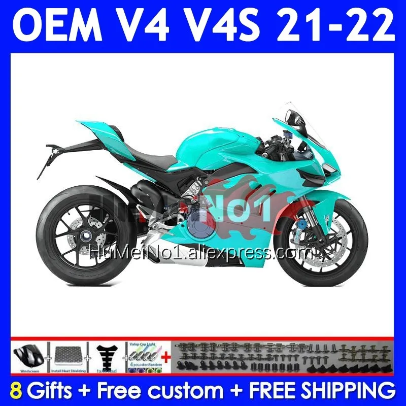 Injection Body For DUCATI Panigale V4 V 4 S R V4S V4R Glossy Cyan 21-22 Year 328No.63 V4-S V4-R 2021 2022 21 22 OEM Fairing Kit