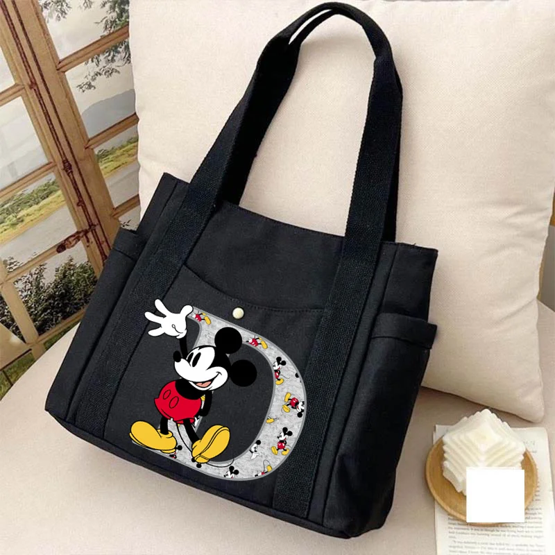 Disney Mickey Mouse A-Z 26 English Letters Large Capcity Women\'s Bags Shoulder Bag for Women Handbag Tote Bag Female Handbag