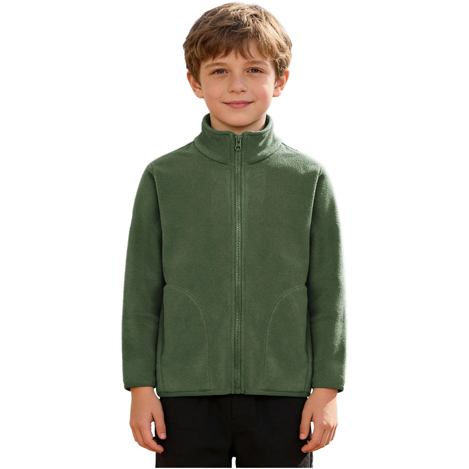 Unisex Children Warm Fleece Jacket Outerwear Girls Boys School Outdoor Activities Costumes Long Sleeve Zipper Coat Casual Tops