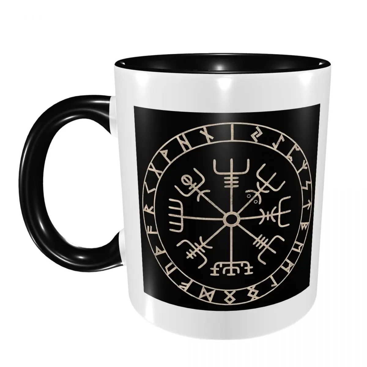 Runic Viking Compass Vegvisir Celtic Mug Funny Ceramic Coffee Cups Tea Mugs Milk Cup Drinkware Gifts for Friends