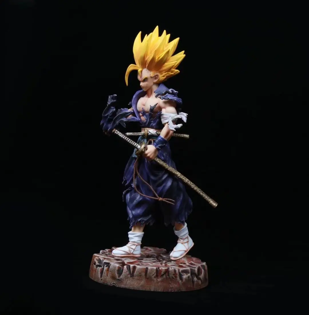 

Original packing box 28cm Saiya warrior Wukong standing with a knife scene statue hand-made model animation peripheral toy gift