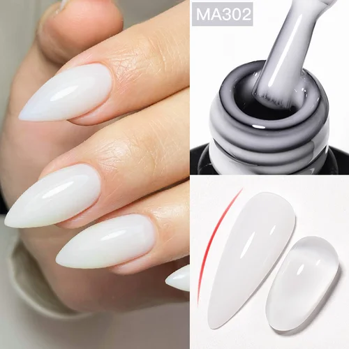 Imagen 2 del producto MEET ACROSS 7ml Base de goma Esmalte de uñas en Gel desnudo blanco lechoso DIY Nail Art Soak Off Gel Polish pintura semipermanente Vernis UV