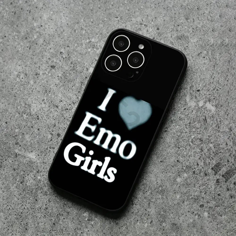 Love Black and Cute Emo Phone Case For IPhone17,11,12,13,14,15,16,XS,XR,X,Mini,Pro,Max,Plus,Shell,Cover - view 4