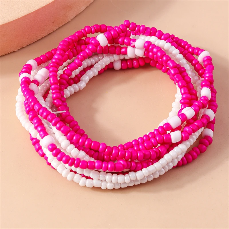 10Pcs/Set Bohemia Colorful Beads Bracelets for Women Elastic Handmade Bracelets Girl Party Holiday Jewelry Decoration