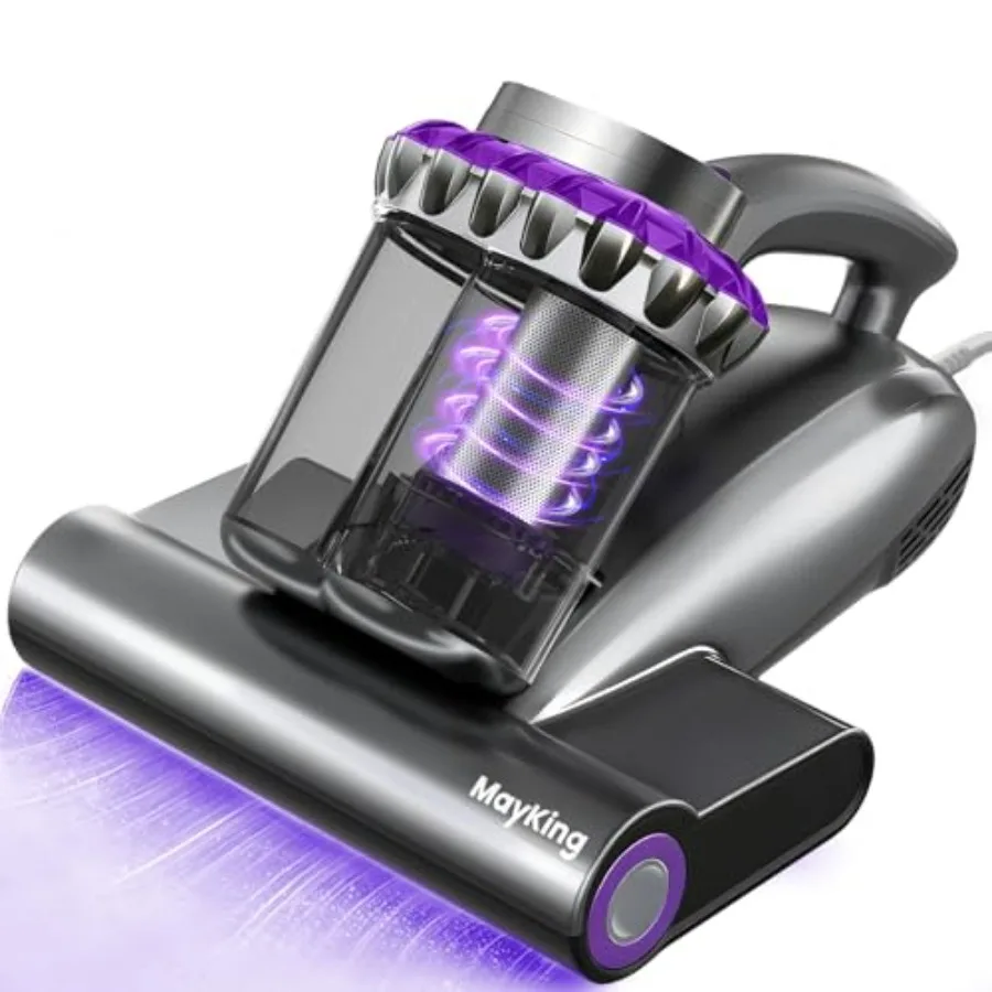 Upgrade Mattress Vacuum Cleaner - 16kPa Strong Suction 40000 RPM, LED Display Bed Vacuum Cleaner Dust Detection, 253.7nm UV-C L