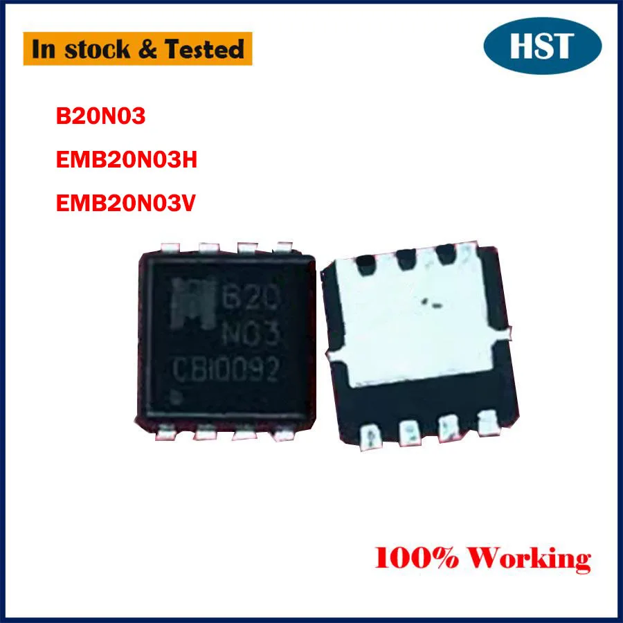 10PCS/LOT New Original EMB20N03 EMB20N03H EMB20N03V B20N03 B20 N03 QFN3X3 N Channel MOS Big Small Volume Chip IC Chipset