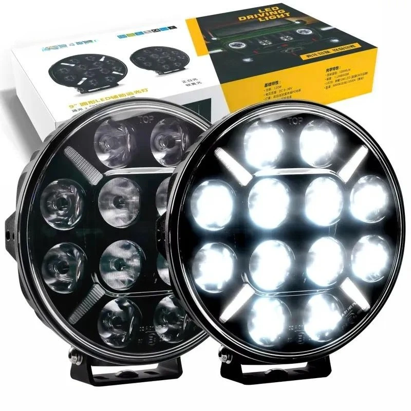 Truck 4WD LED Driving Light Set, 9Inch 120W Super Bright Round Spotlights