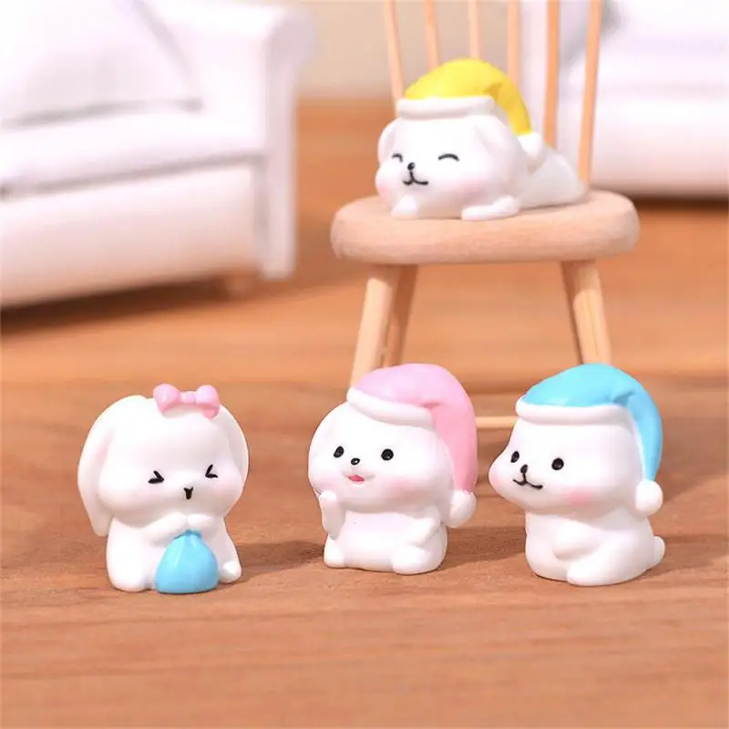 Cartoon Rabbit Figurines Miniatures Realistic Cute Mini Rabbit Ornament Resin Crafts Rabbit Statue Jewelry Make