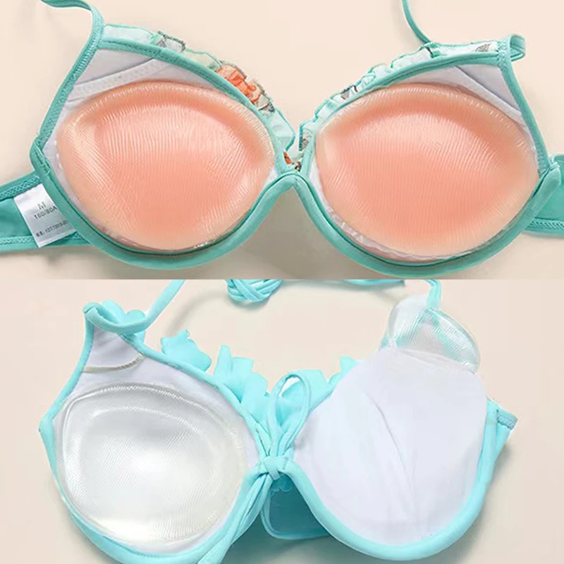 1 pair of silicone thickening increase chest pads, big chest gathered bikini stealth bra, plug pads