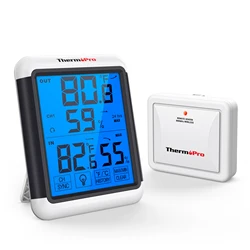 ThermoPro TP65C Wireless 100m Digital Indoor Outdoor Thermometer Hygrometer For Home Touch Screen Weather Station Backlight