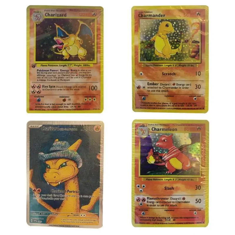 Pokemon Oil Painting Series Pikachu Gosanke Charizard Blastoise Venusaur Starry Diy Anime Peripheral Game Collection Card Gifts