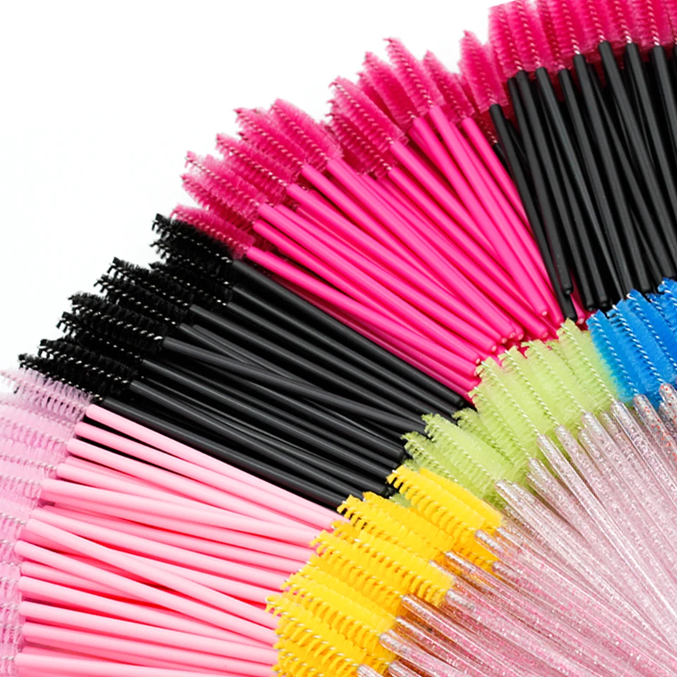 Boxed Silicone Crystal Mascara Wands Applicator Eyelash Makeup Brush Comb Micro Apple Brush Mini Eyebrow Spoolies Beauty Tools