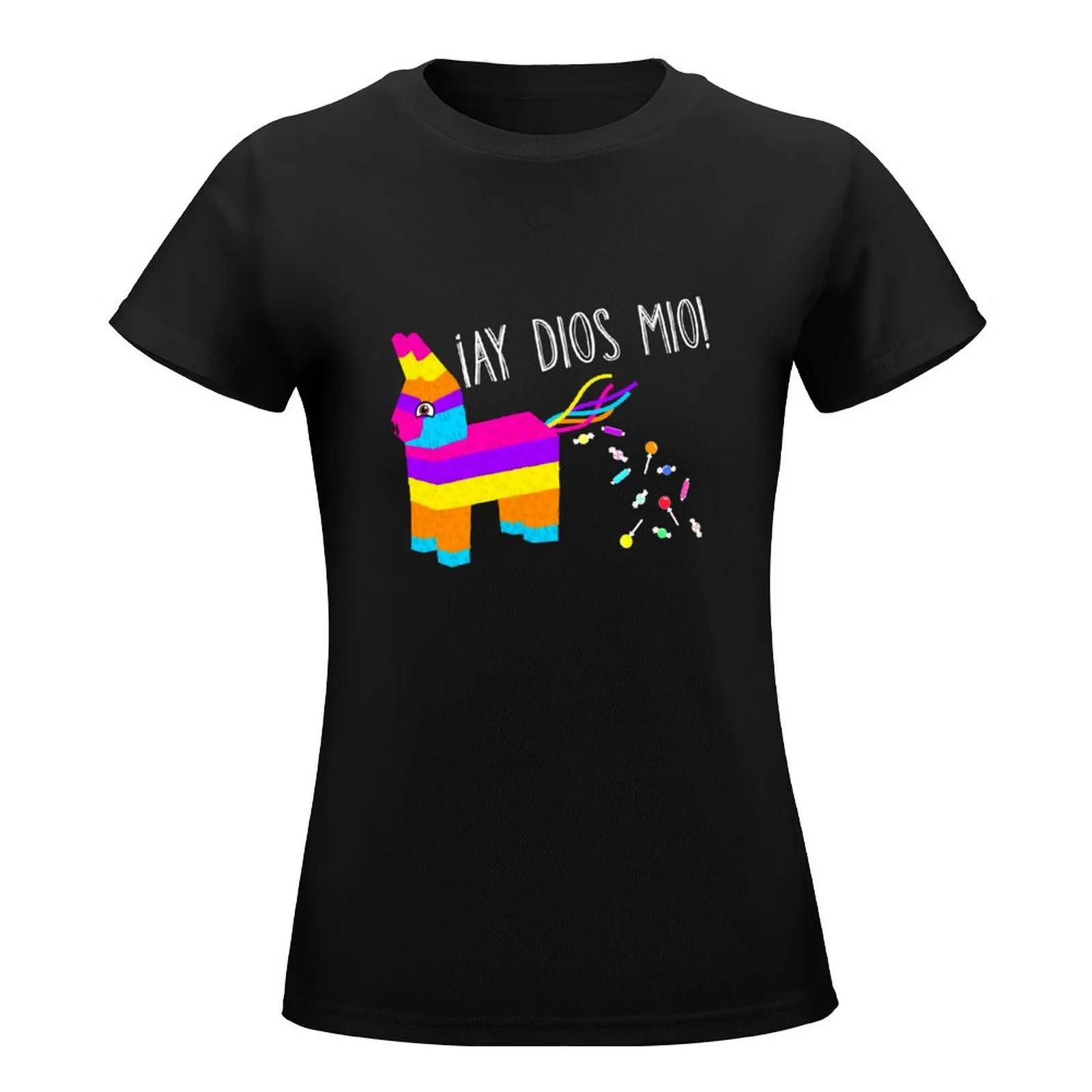 ?Ay Dios Mio! Pi?ata Problems - Worried Burro Pinata has Candy Accident T-Shirt plus size tops Blouse Women tops