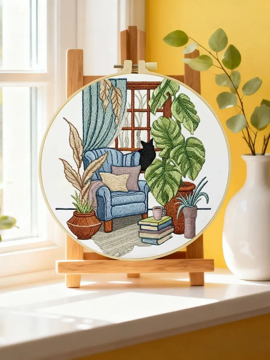 1 Stück 20X20CM/15X15CM 7,87/6,3 Zoll Sofa-Stickerei-Starter-Kit DIY-Kit DIY-Stickerei-Set Handarbeiten Malerei Nähen Kunst – Detail 6
