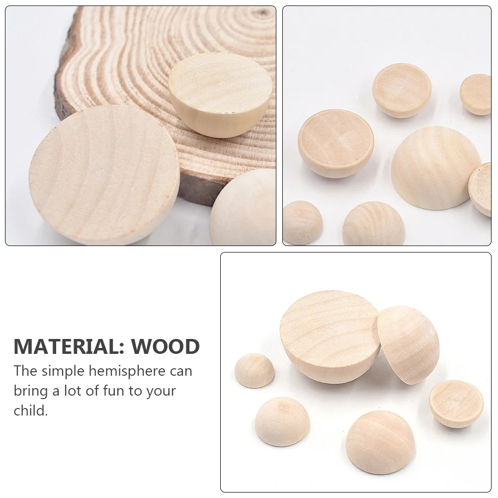40 pçs hemisférios de madeira natural metade redonda bolas suaves diy artesanato suprimentos para crianças projetos criativos inacabado meio redondo