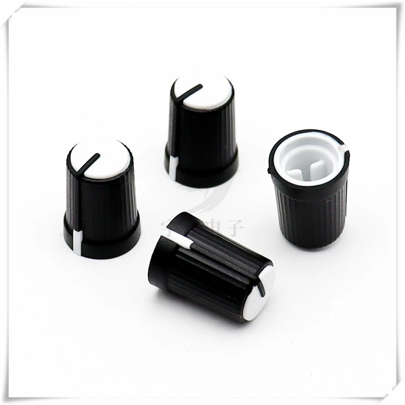 20PCS 12×17 Black And White Plastic Knob Cap D Axis Potentiometer Knob Cap Volume Knob Cap Electrical Equipment Switch