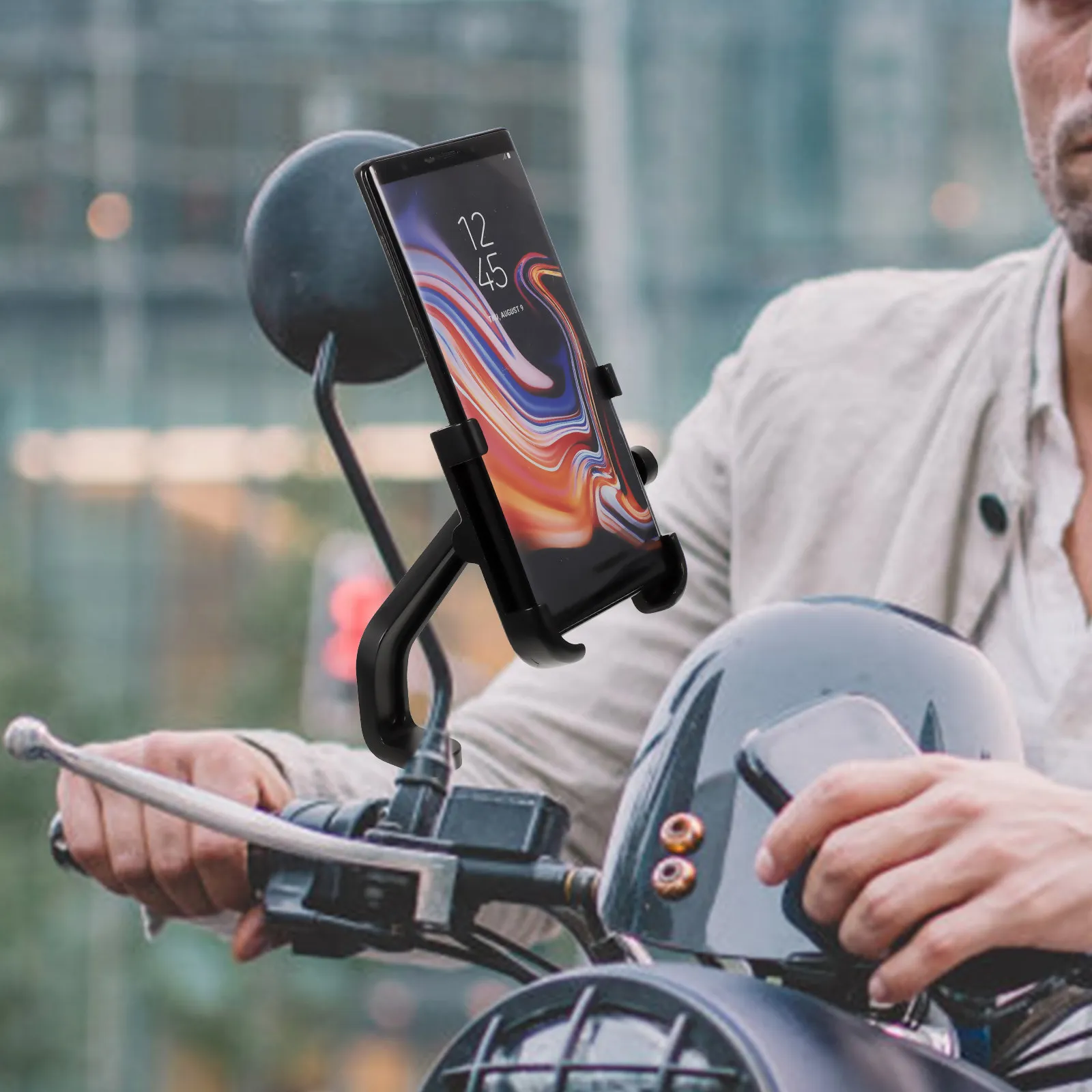 

1Pcs Multifunction Adjustable Aluminum Alloy Phone Holder Rack for Bicycle Motorcycle Rearview Mirrors Fits 6-10cm Mobile Phones