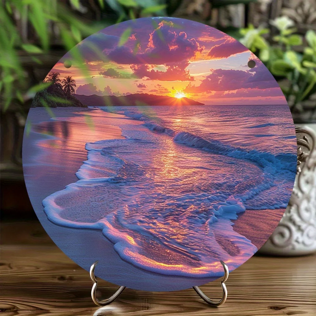 Акриловый Пейзаж С закатом на побережье, 2D подвесной Ловец Солнца для украшения дома и сада, идеально подходит для Дня благодарения