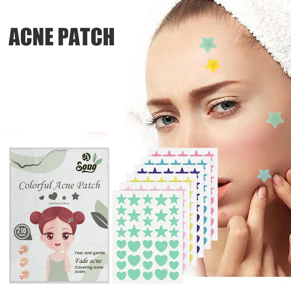 6sheet/bag Colorful Cute Star Heart Shaped Acne Treatment Sticker Invisible Acne Cover Removal Pimple Patch Skin Ca