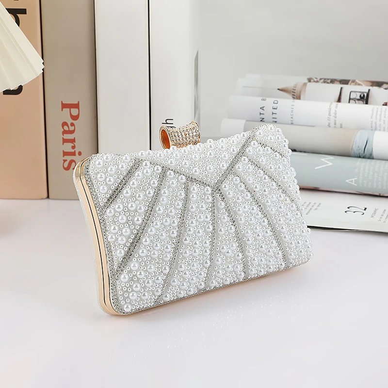 Simple chain shoulder bag light luxury pearl dinner bag party with high-end atmospheric mobile phone cosmetics collection bag