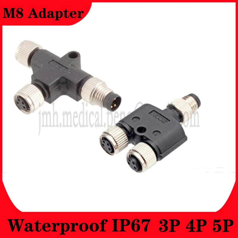 

M8 Metal IP67 T/Y/I Shape Male To Female 3 4 5B Pin Conversion Aviation Plug Sensor Connector M8 to M8 Waterproof Cable Adapter