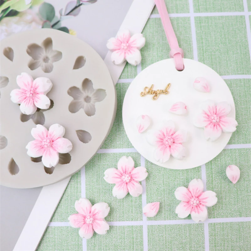 Cherry silicone mold sugar chocolate small flower DIY gutta percha aromatherapy gypsum mold cake tools mold silicone