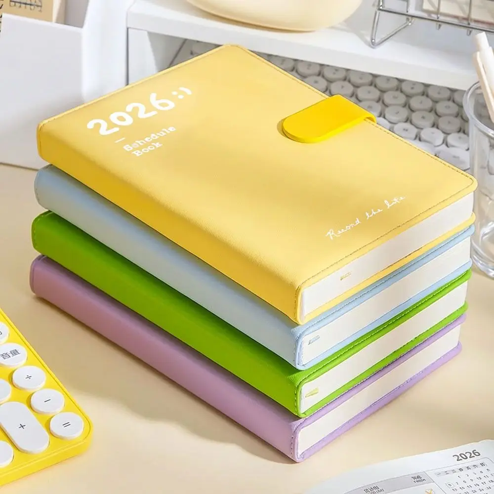 Portable A5 2026 Schedule Book To Do List Planner Reminder Daily Planner Textured PU Agenda Book Office Supplies