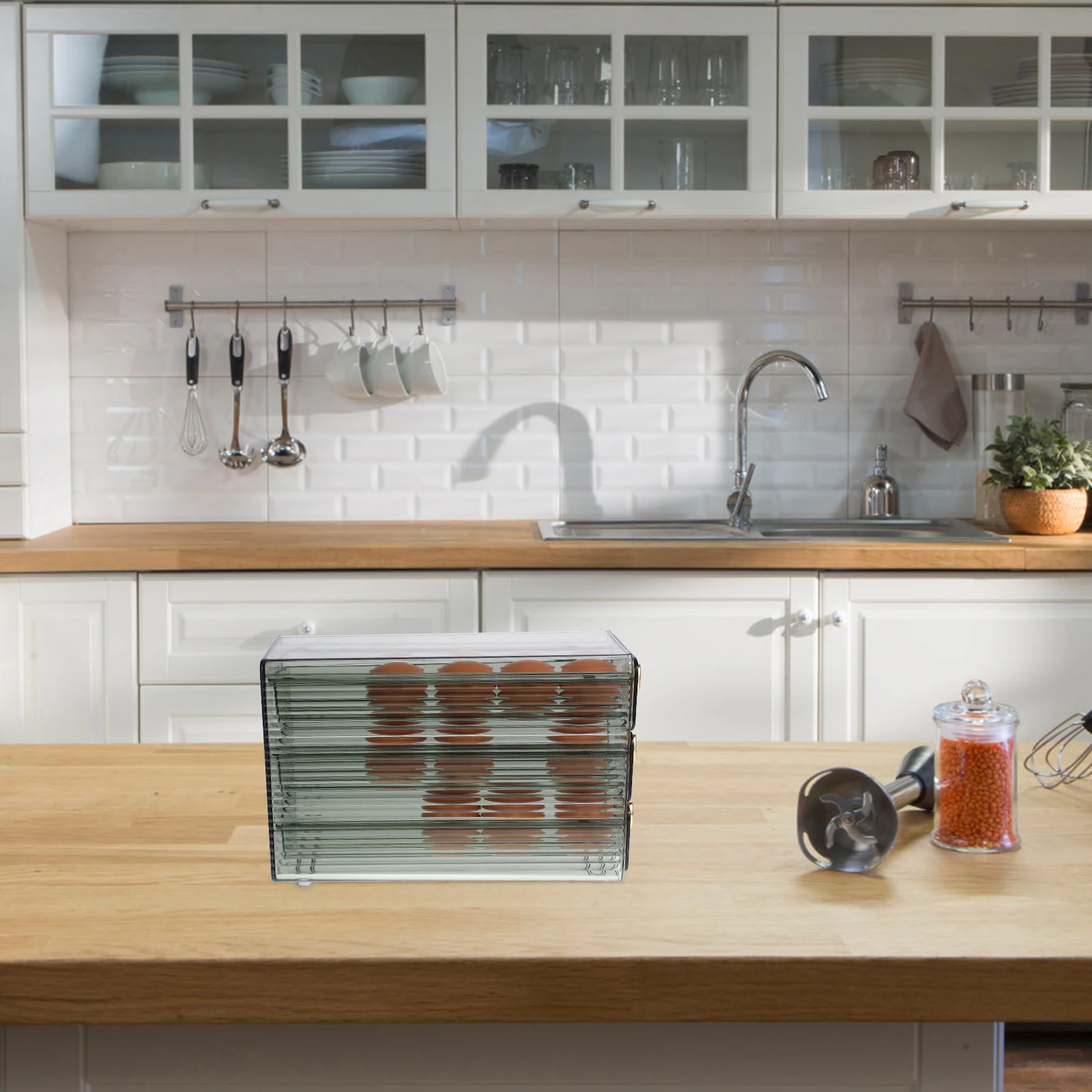 

Food Grade Egg Tray Rolling Type Egg Dispenser Sturdy Reusable Refrigerator Organizer for Kitchen Fridge Storage Freshness