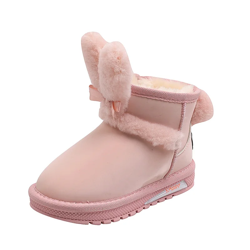 Cute Cartoon Rabbit Ear bambini stivali da neve inverno 2022 nuove ragazze scarpe da neve in cotone stivali da principessa caldi nouveau en hiver