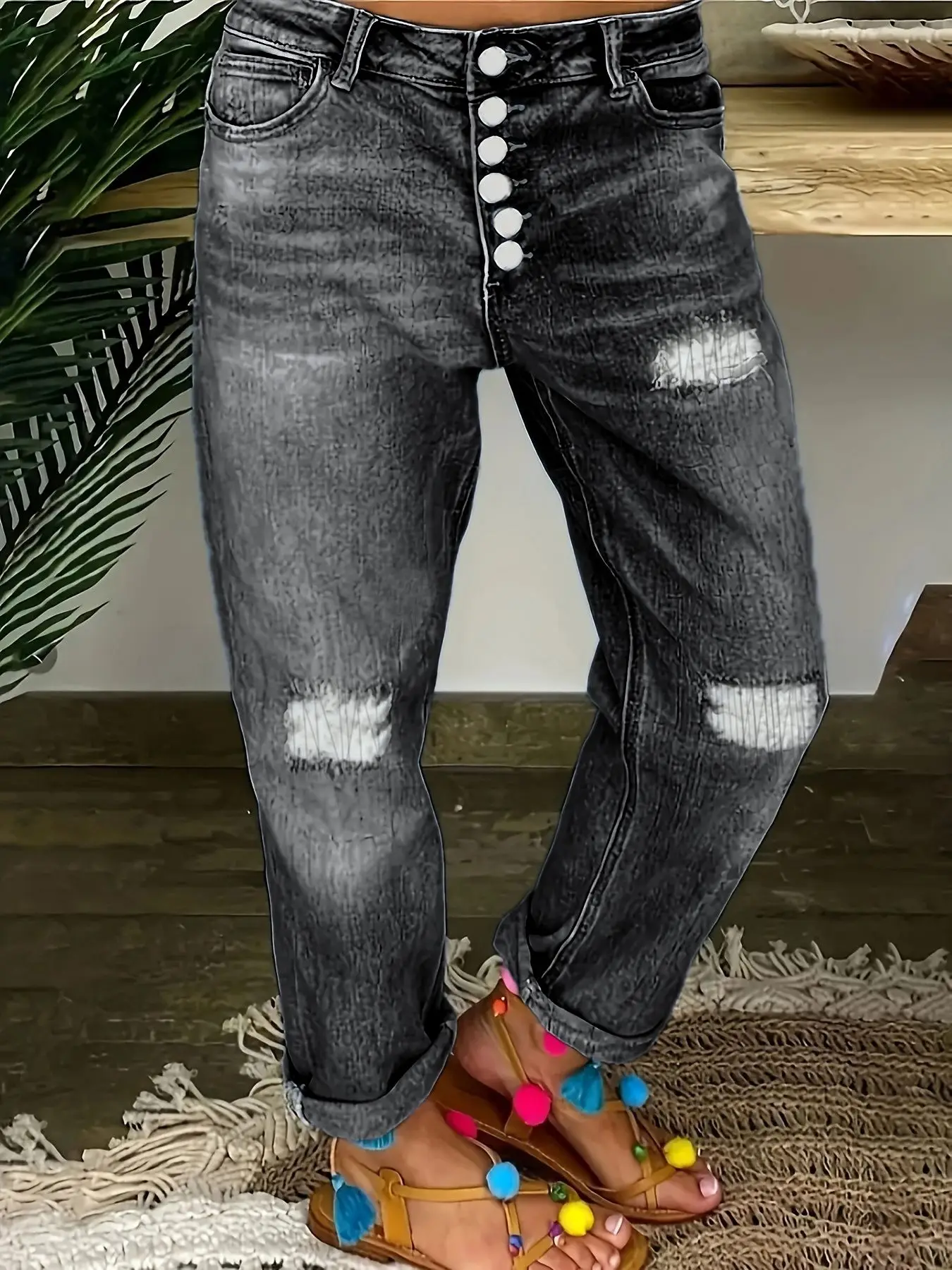 حجم كبير 5XL 4XL الصدر تصميم ثقب مستقيم الجينز المرأة الخريف والشتاء جديد ارتفاع الخصر تصميم موضة فضفاض بنطال ملاصق للجسم