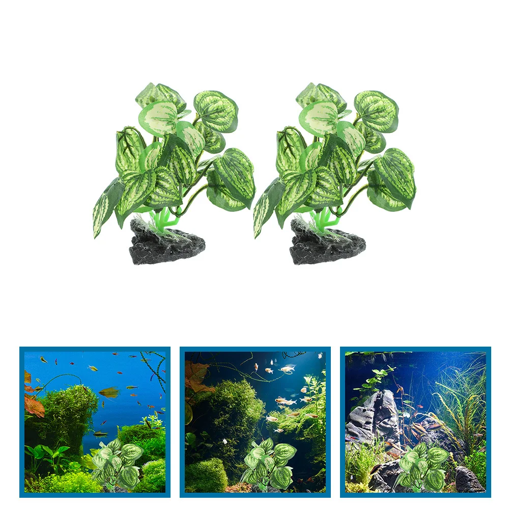 

2pcs Fake Fish Tank Decor Betta Safe Plastic Aquarium Plants Lifelike Durable Artificial Plant Ornament For Aquarium Terrarium