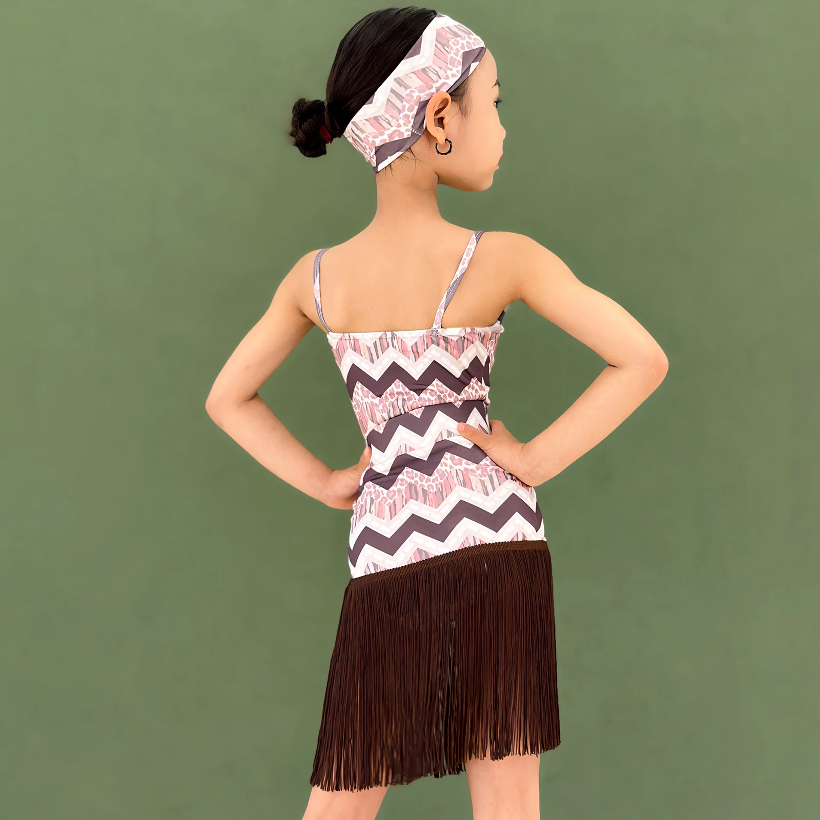 Costumi di danza latina con stampa leopardata blu per bambini, patchwork sexy, Cha Cha Tango, stile classico, 1 set per lotto