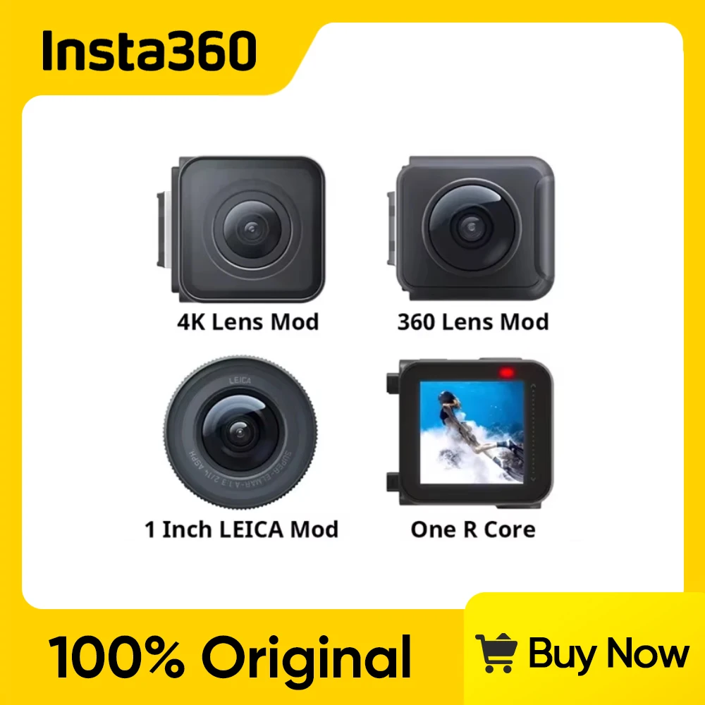 Insta360 ONE R Sports Action Camera Lens Mod 4K Wide Angle 360 Panoramic Dual Len Leica 1 Inch Wide Angle