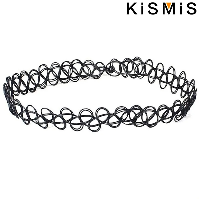 KISMIS 6 Teile/satz Schwarz Spitze Colliers Halskette Set Vintage Gothic Punk Elastische Halskette Frauen Schmuck 1Sets – Detail 7