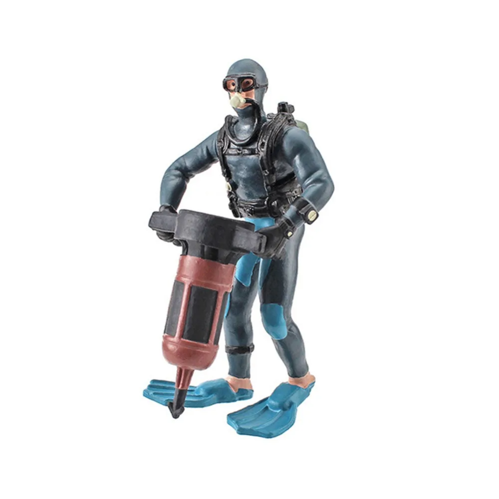 Cool PVC Simulated Diver Miniature Seabed Exploration Blue Orange Diver Model Doll Scene Science Fiction Figure Children Gifts