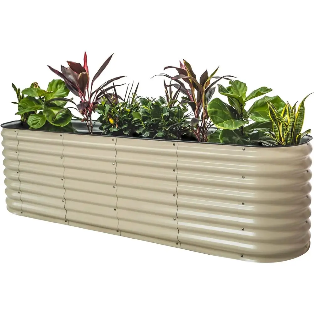 

26 Tall Oval Metal Raised Garden Bed Kit for Vegetables and Fruits - Pearl White