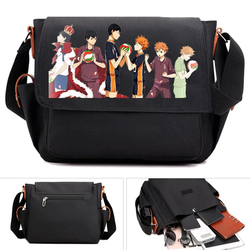 Anime Haikyuu Hinata Shoyo Shoulder Bags Satchelbag Teenarges Schoolbag Mens Adjustable Strap Messengerbag Crossbody Haversack