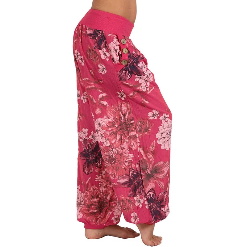 Krisnanas 11 Colors S-3xl Printed Women Pants 2025 Lazy Elastic Waist Full-length Comfort Wide-leg Pant Woman's Clothes 72819