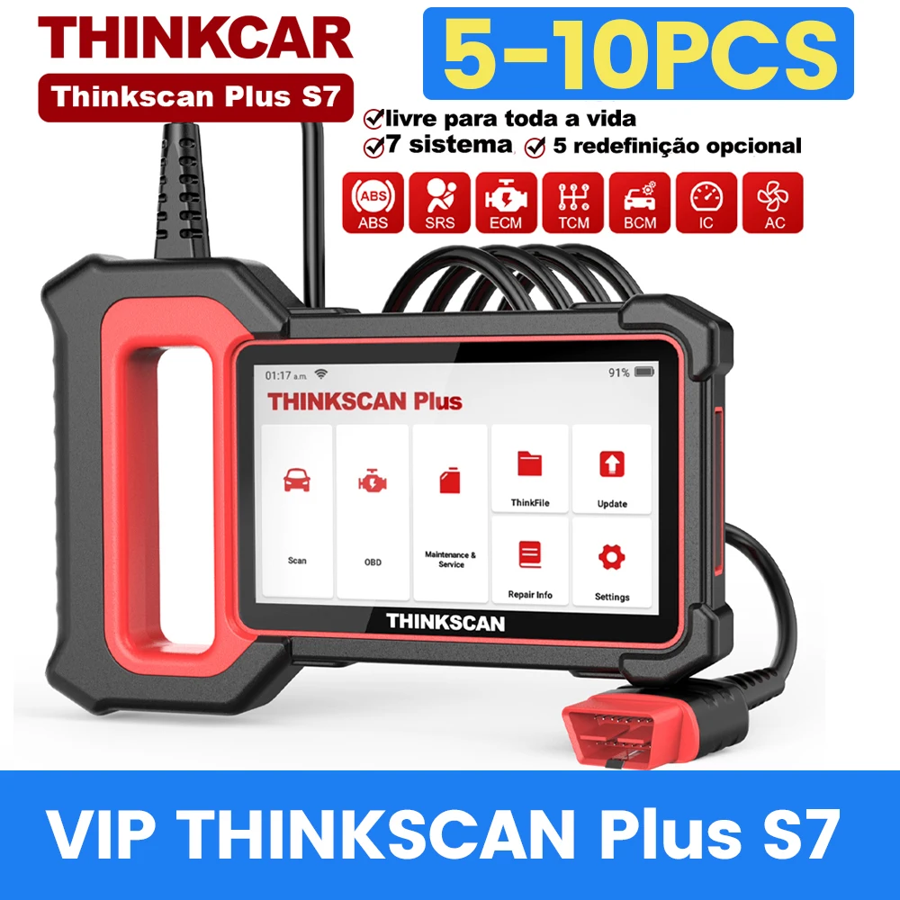 VIP 5pcs Thinkcar Thinkscan Plus S7/S6/S4 OBD2 Diagnostic Tools Transmission /ABS/SRS Diagnosis Code Reader Automotive Scanner