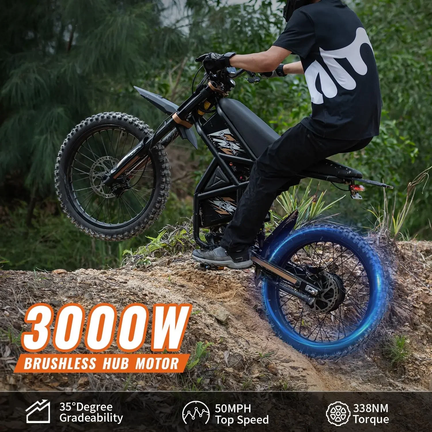 دراجة ترابية كهربائية 3000 وات للبالغين 60 فولت 50 ميجا في الساعة 36 4AH بطارية مزدوجة دراجة كهربائية نطاق 85 ميل 25 إطار دراجة نارية للطرق الوعرة