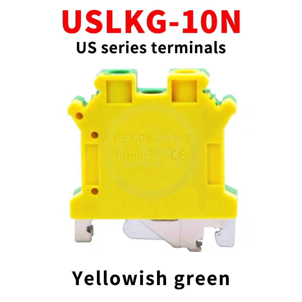 

(10 pcs) USLKG10 Yellow-Green Grounding Terminal, Dual-Colour UK10N Grounding 10mm² Grounding Busbar UK-10JD USLKG-10N