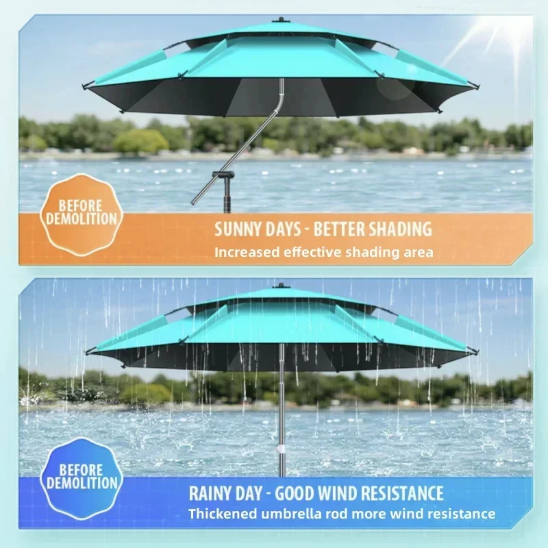 Umbrella for Fishing Sun Protection Black Coating Anti-UV Summer Sunshade Umbrella 360° Adjustment Large Parasol Outdoor Camping