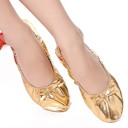 USHINE-EU27-41 de piel sintética para mujer, zapatos dorados suaves para fiesta de boda, danza del vientre, Ballet, niñas