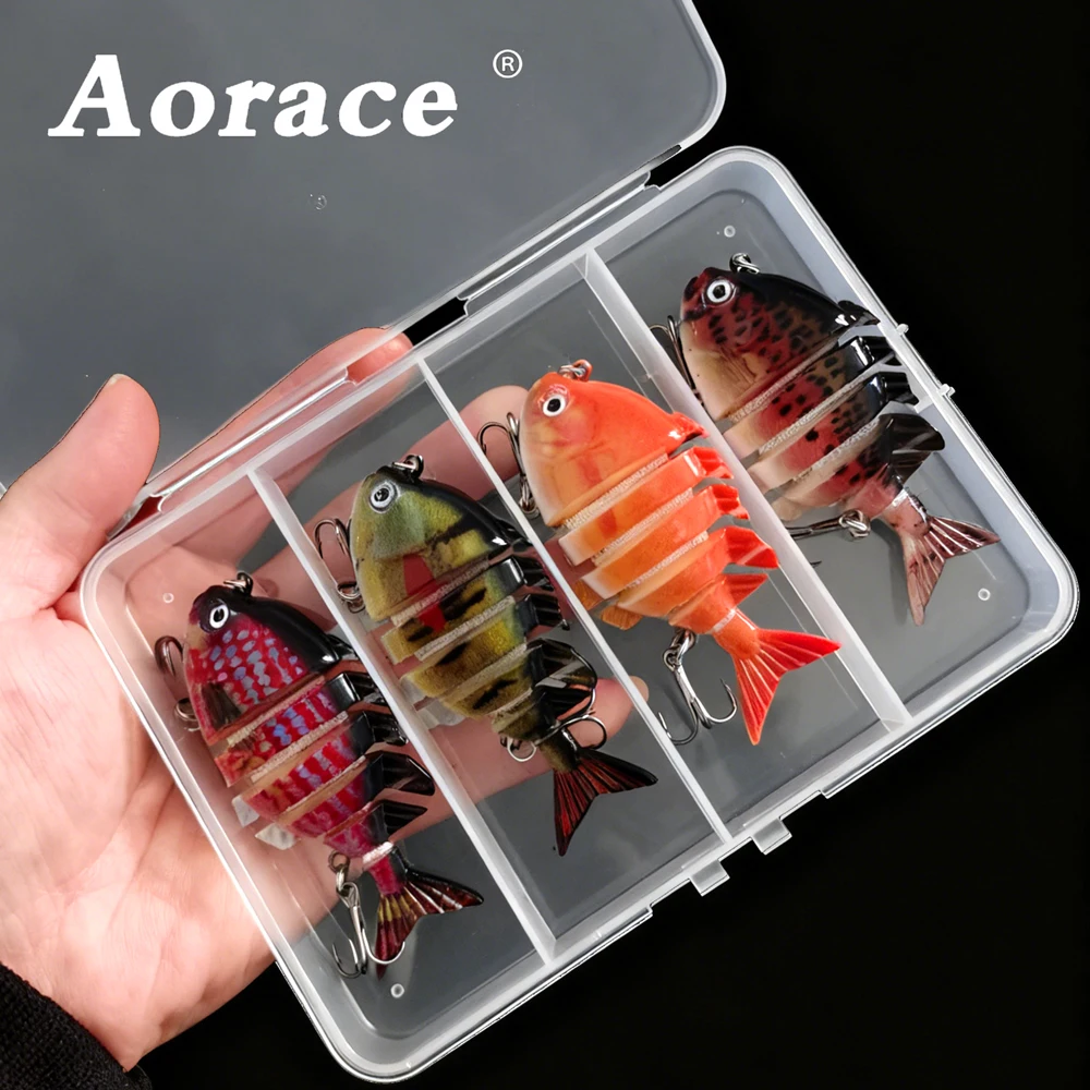 Aorace 4PCS Swimbait Angeln Lockt Lebensechte Harten Köder 8cm 16g Köder Mit Drillinge Multi Jointed Köder für Bass Fishing Tackle