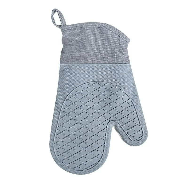 Thickened Silicone Heat Resistant Gloves High Temperature Waterproof Anti Scald Cotton Lining Kitchen Cooking Gloves