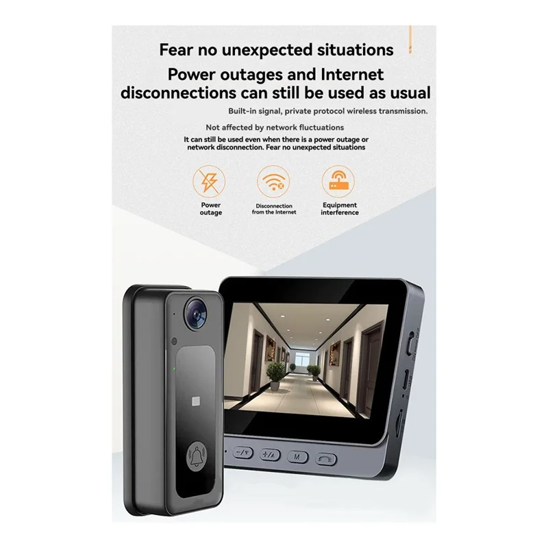 AA08-Tuya Smart Security Visual Doorbell Wireless Intercom 4.3In LPS-Screen HD Night Vision Video Camera Doorbell