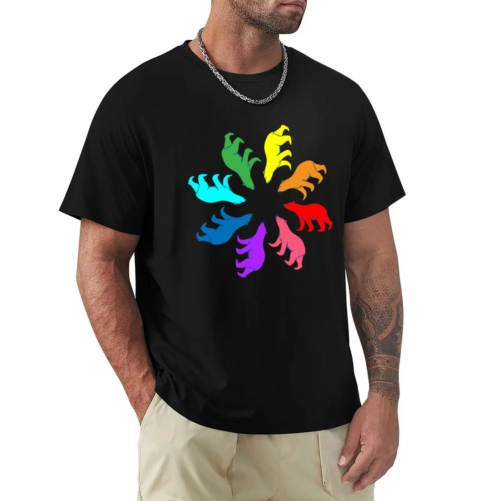 

Color: Bear Rainbow Pinwheel T-Shirt summer top blacks fashion shirts men clothings