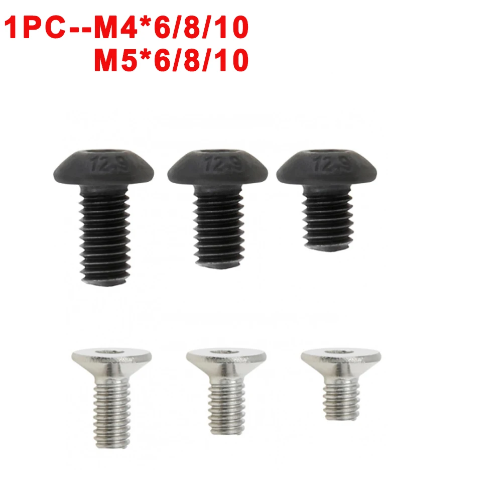 1 PC M4/M5 Screws Flat-Silver or Semicircular -Black Socket Cap Screws for Parts Replacement / DIY