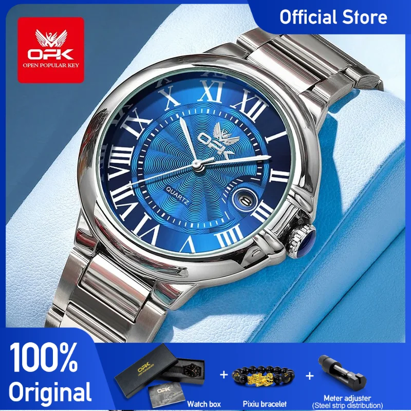 OPK 6039 Mens Watch Original Quartz Wristwatch Waterproof Luminous Watches For Man Automatic Date Watch With Box Reloj Hombre