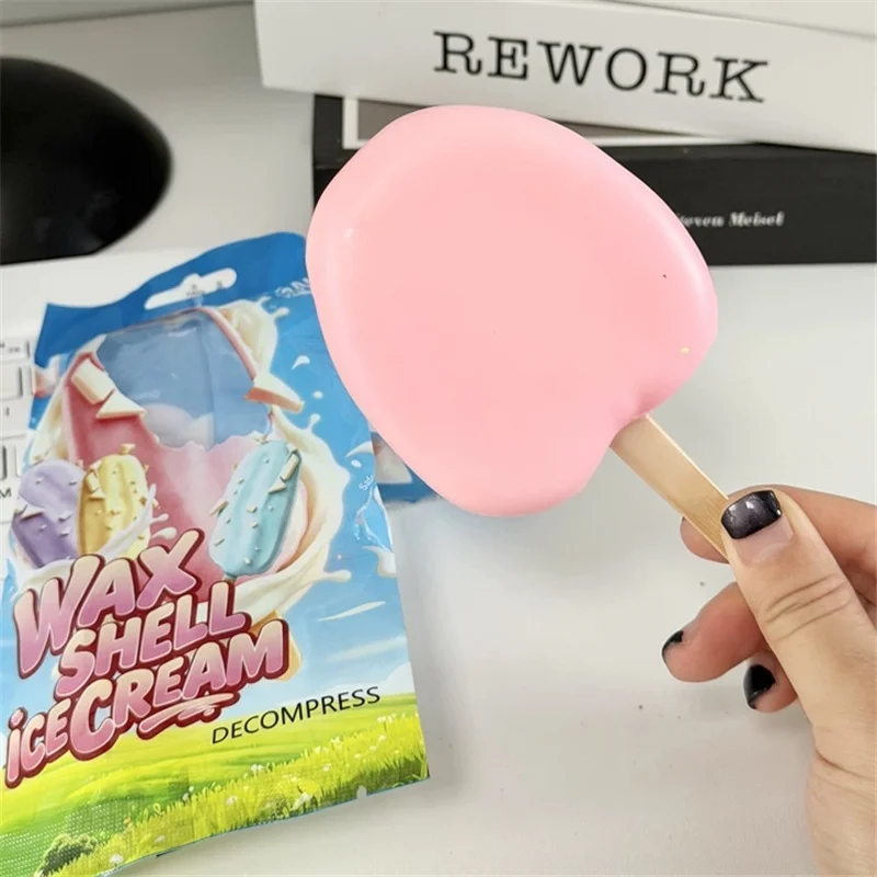 Simulation Ice Cream Chocolate Squeeze Toy Wax Cracking Stress Ball ASMR Satisfying Sensory Anxiety Relief Toy for ADHD Autism